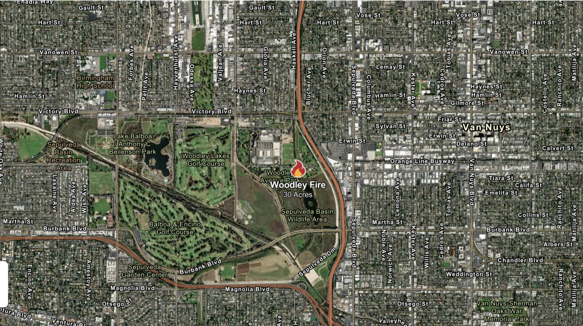 Woodley Fire: Map of Flames in the Sepulveda Basin Near Los Angeles - Newsweek