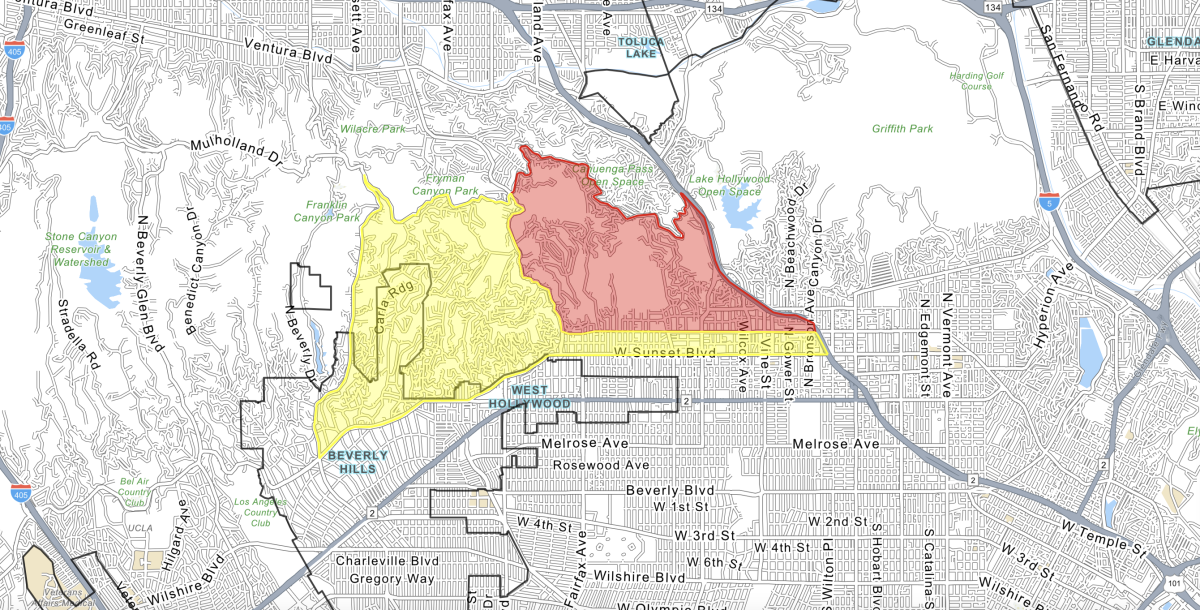 Sunset Fire evacuation map