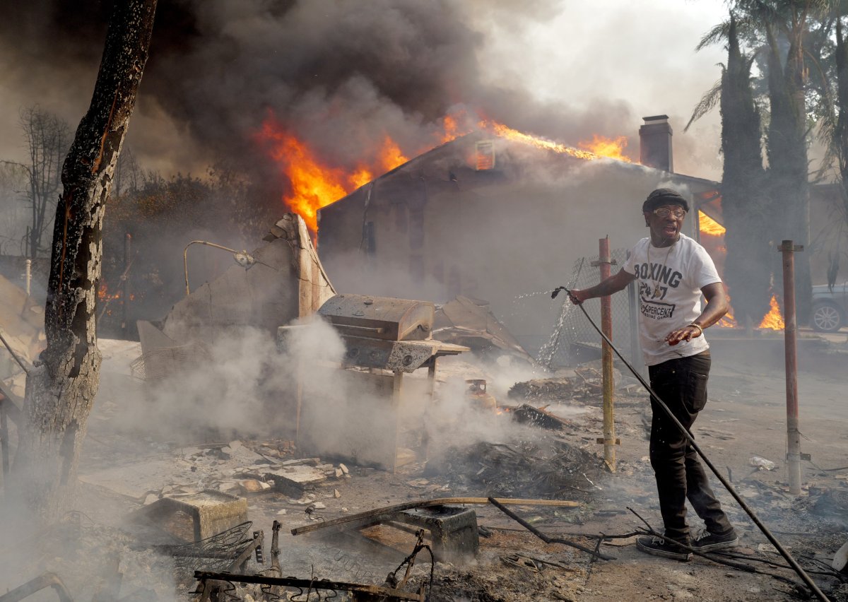 California Eaton Fire Home Burning