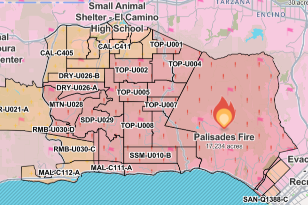 California Fire Evacuation Map, Update As LA Residents Ordered to Flee