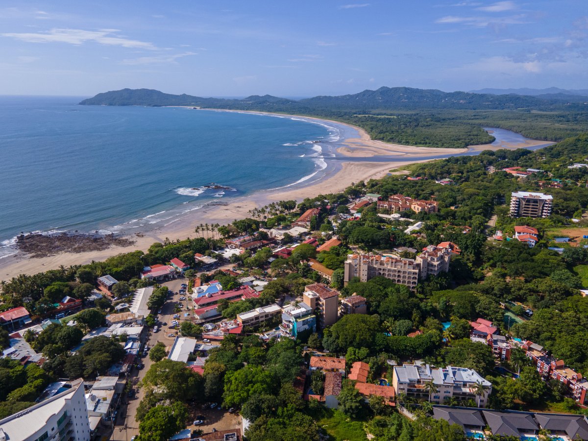 Aerial view of Tamarindo Beach, Costa Rica.