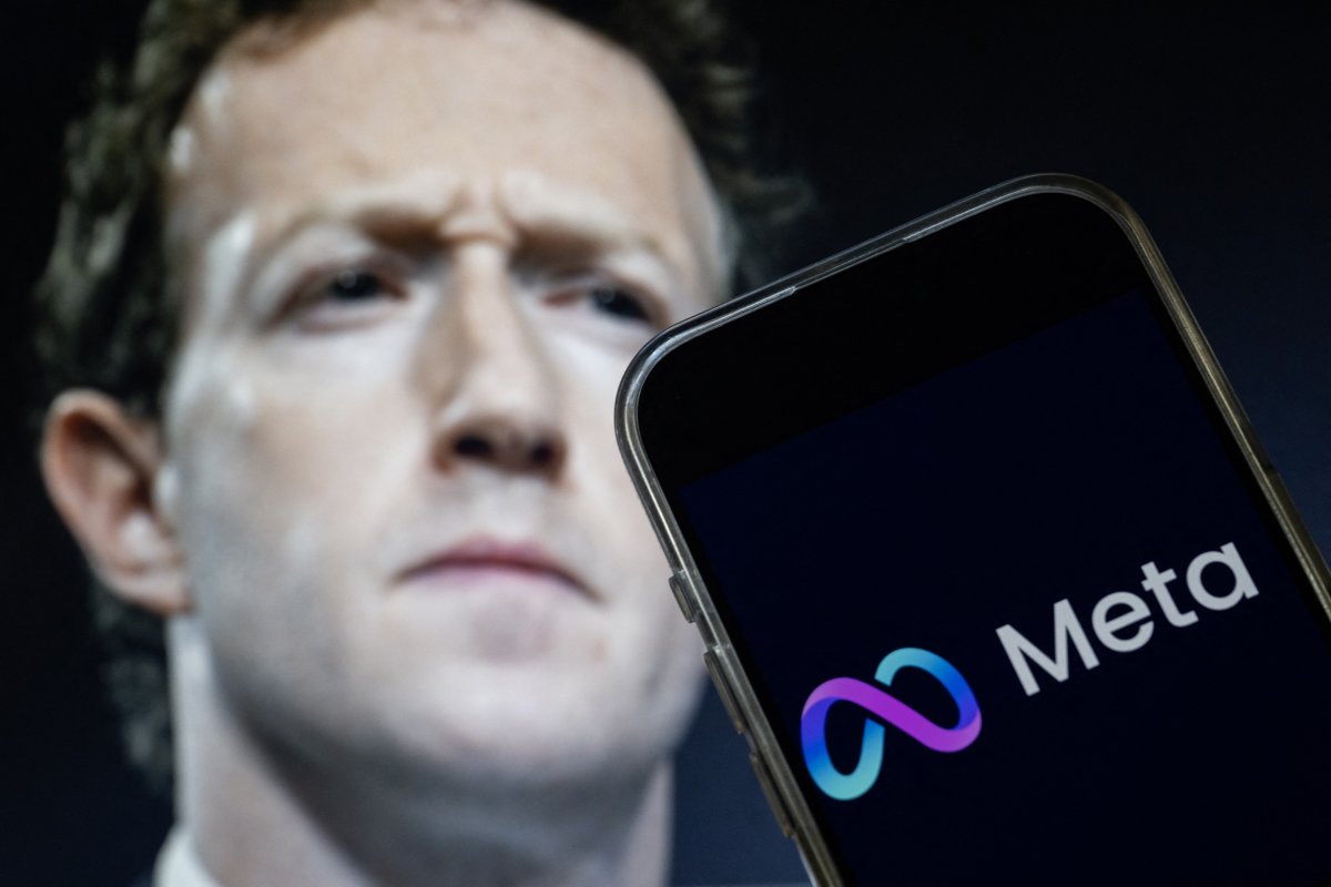 Meta logo and Mark Zuckerberg