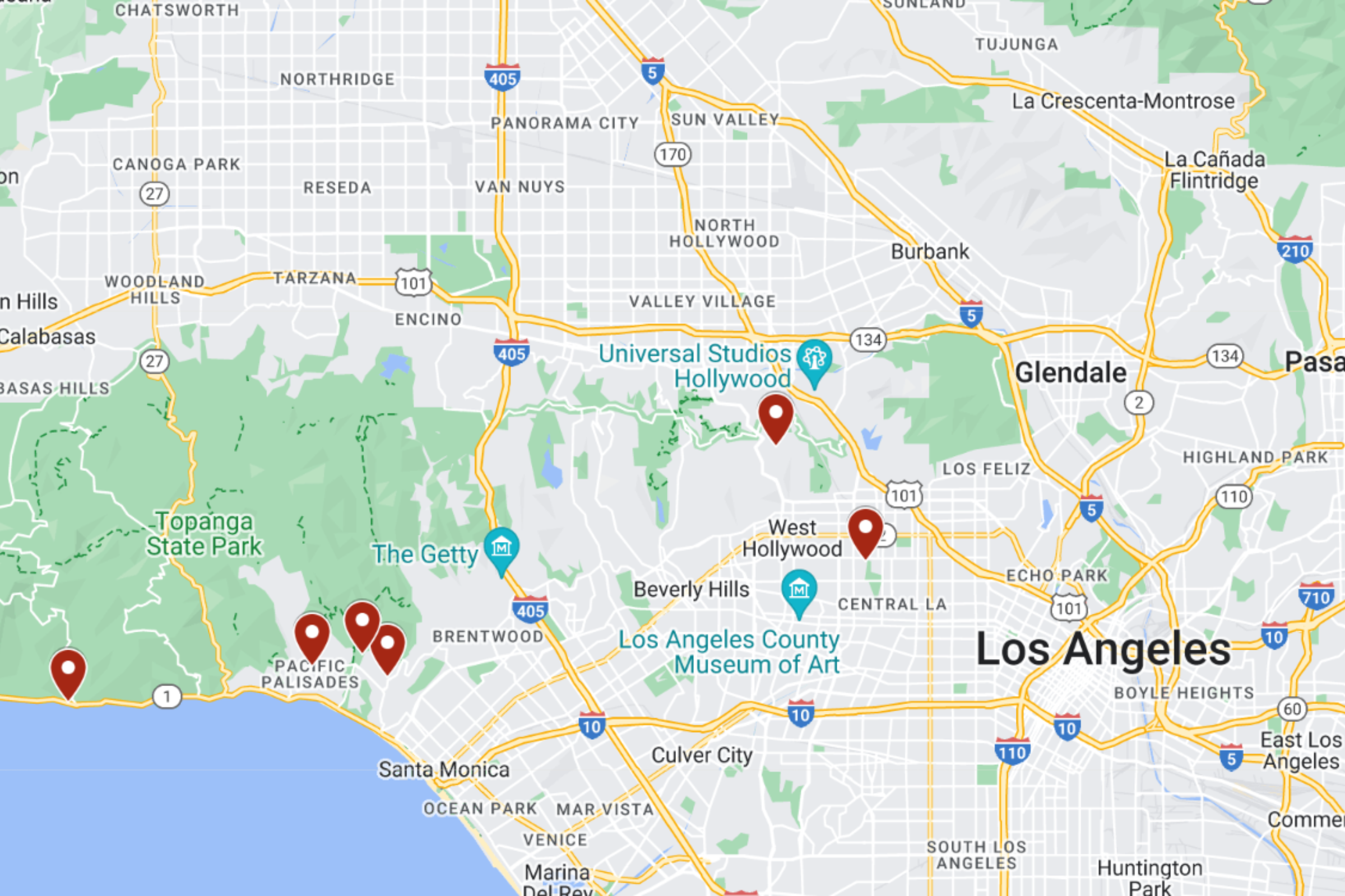 Map Shows Where Celebrity Homes Have Been Destroyed in California