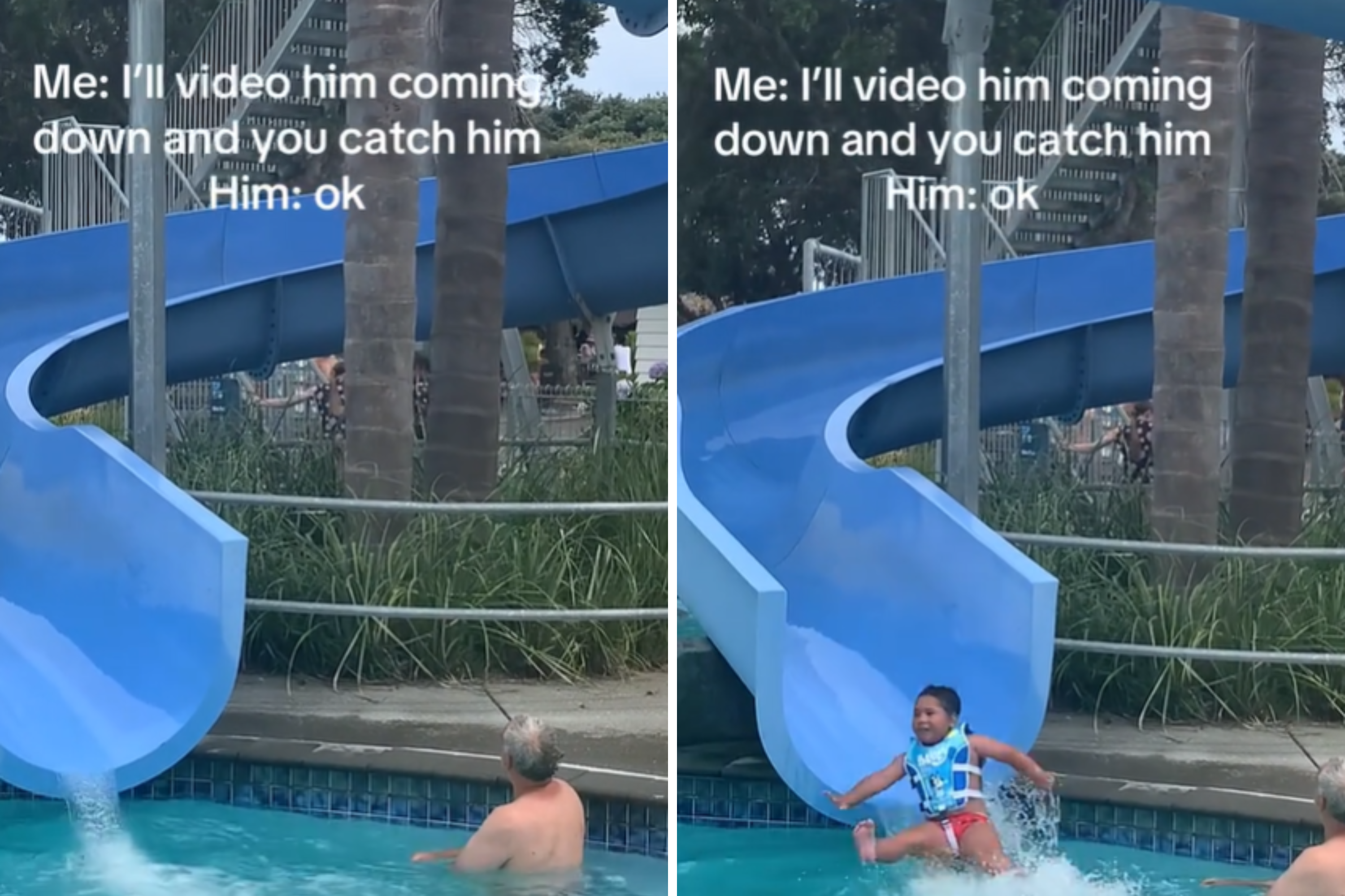 Grandpa Given One Important Job at Waterslide, Fails Miserably