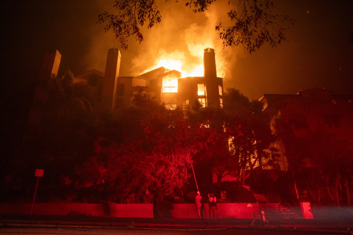 Flames from the Palisades fire 