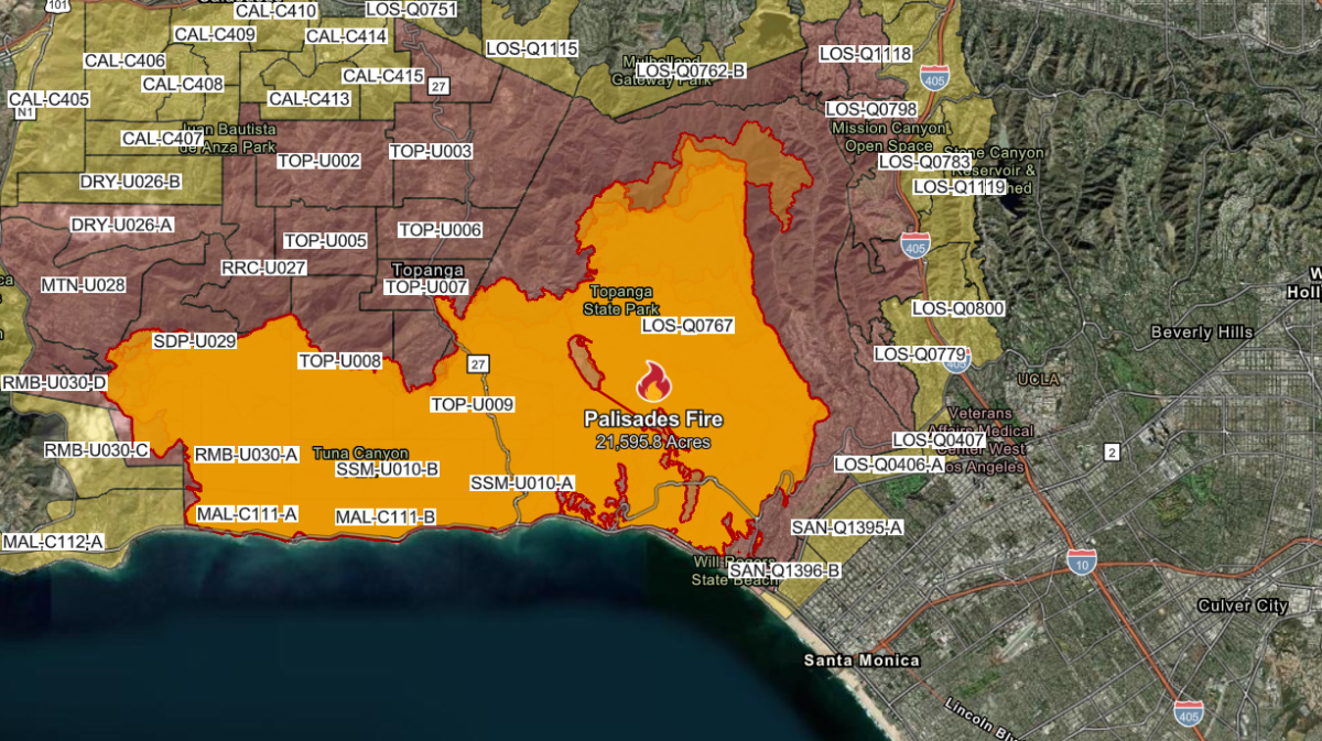 Palisades fire map