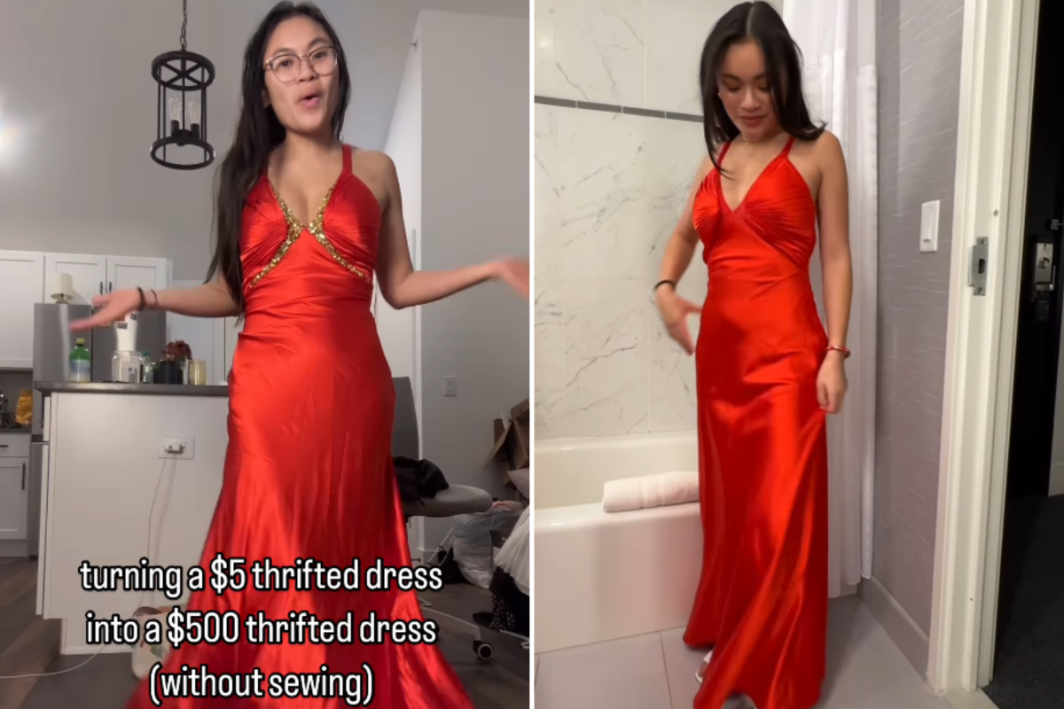 Woman thrifts dress