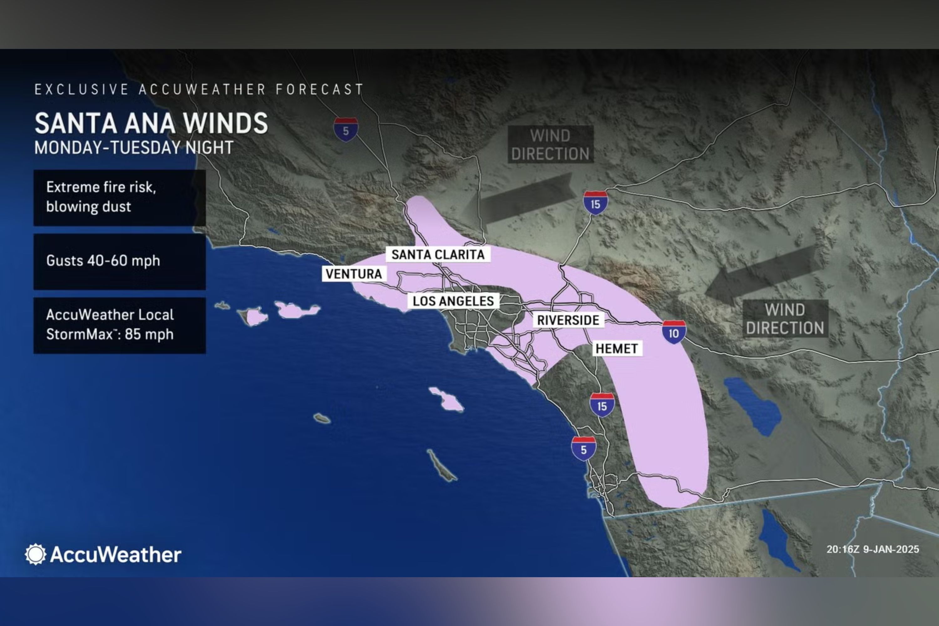 Where California's Santa Ana Winds Could Push LA Wildfires - Newsweek