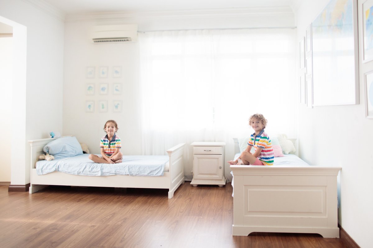 Stock image of twin bedroom.