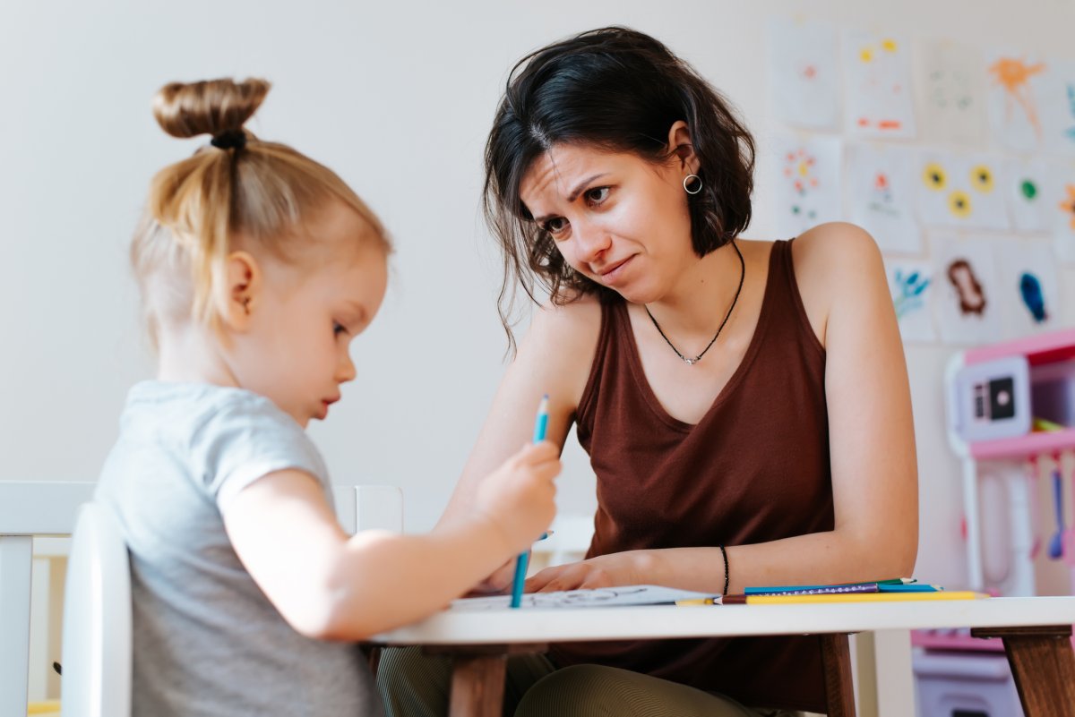 A mother looks at her daughter