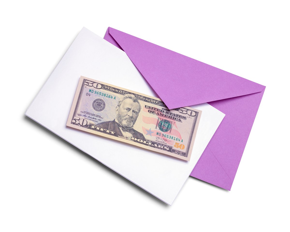 Birthday card cash stock image