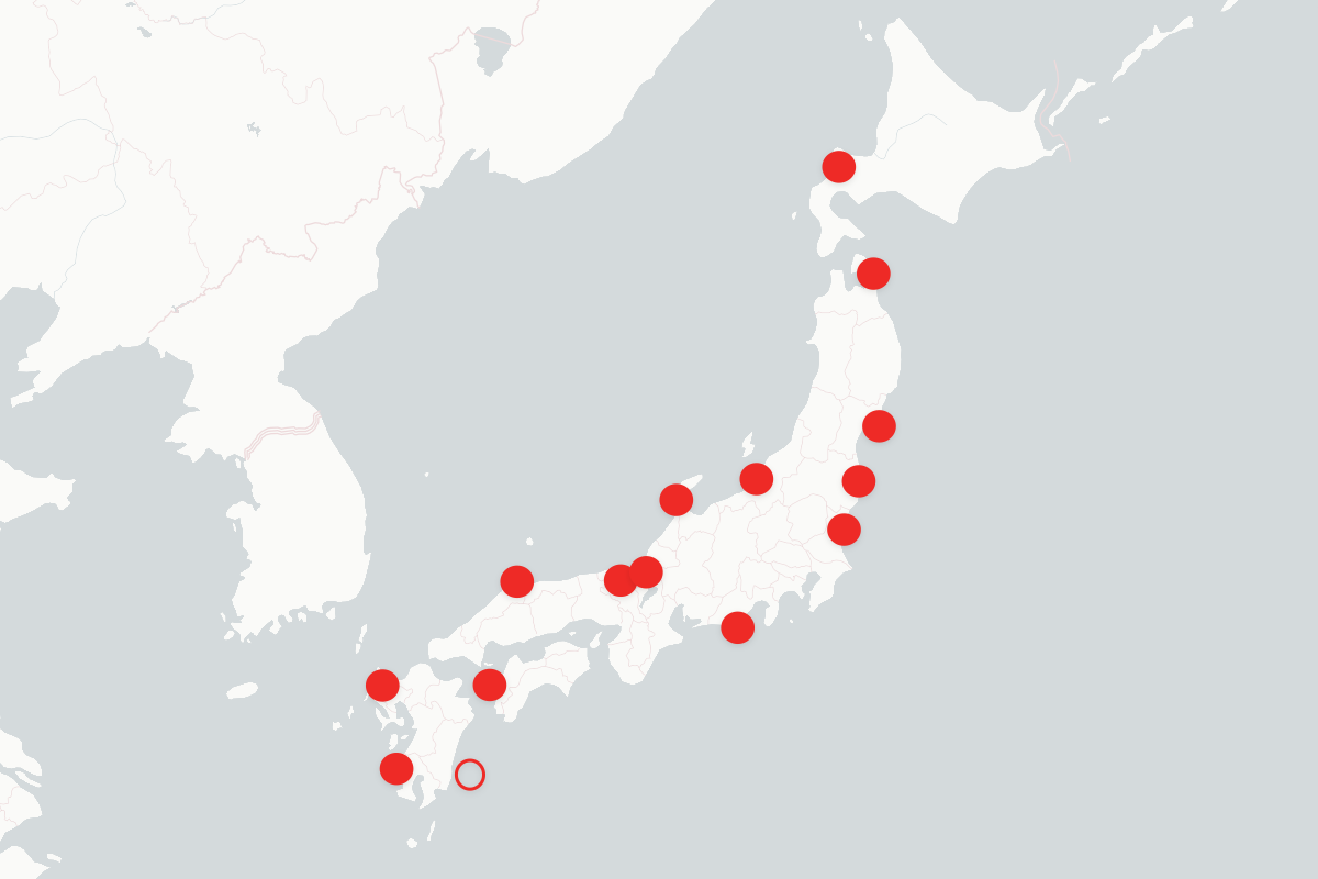 A map showing Japan's nuclear power plants amid earthquake scare