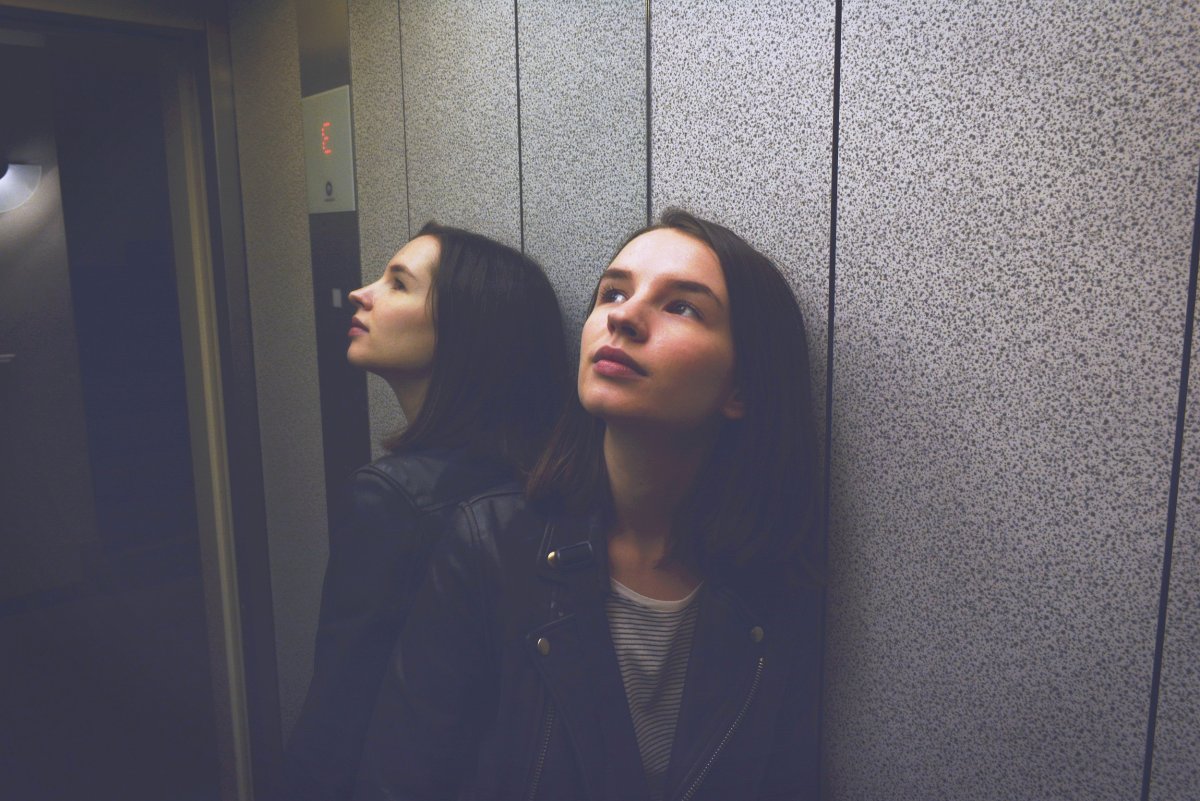 Woman in elevator