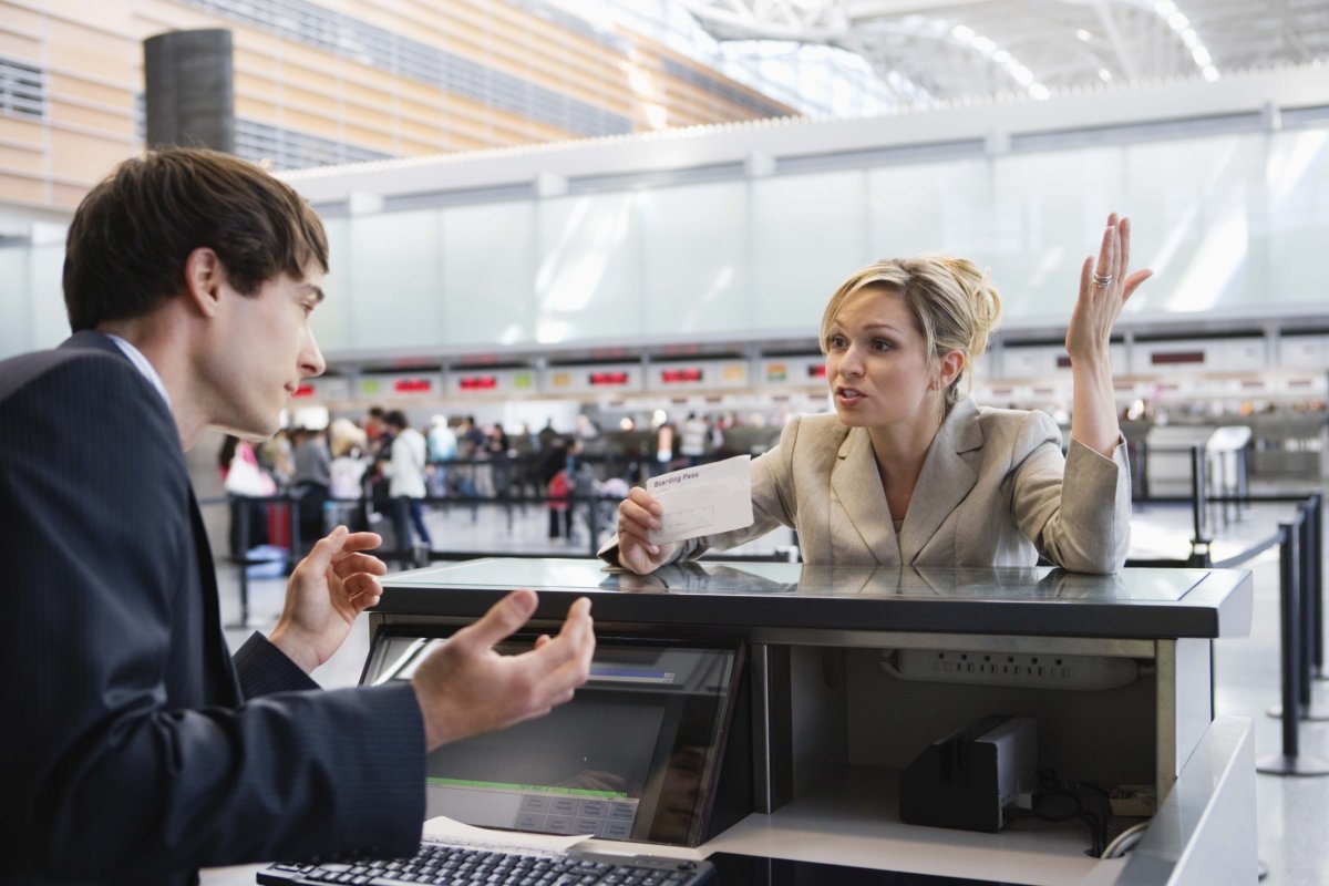 Woman upset in airport