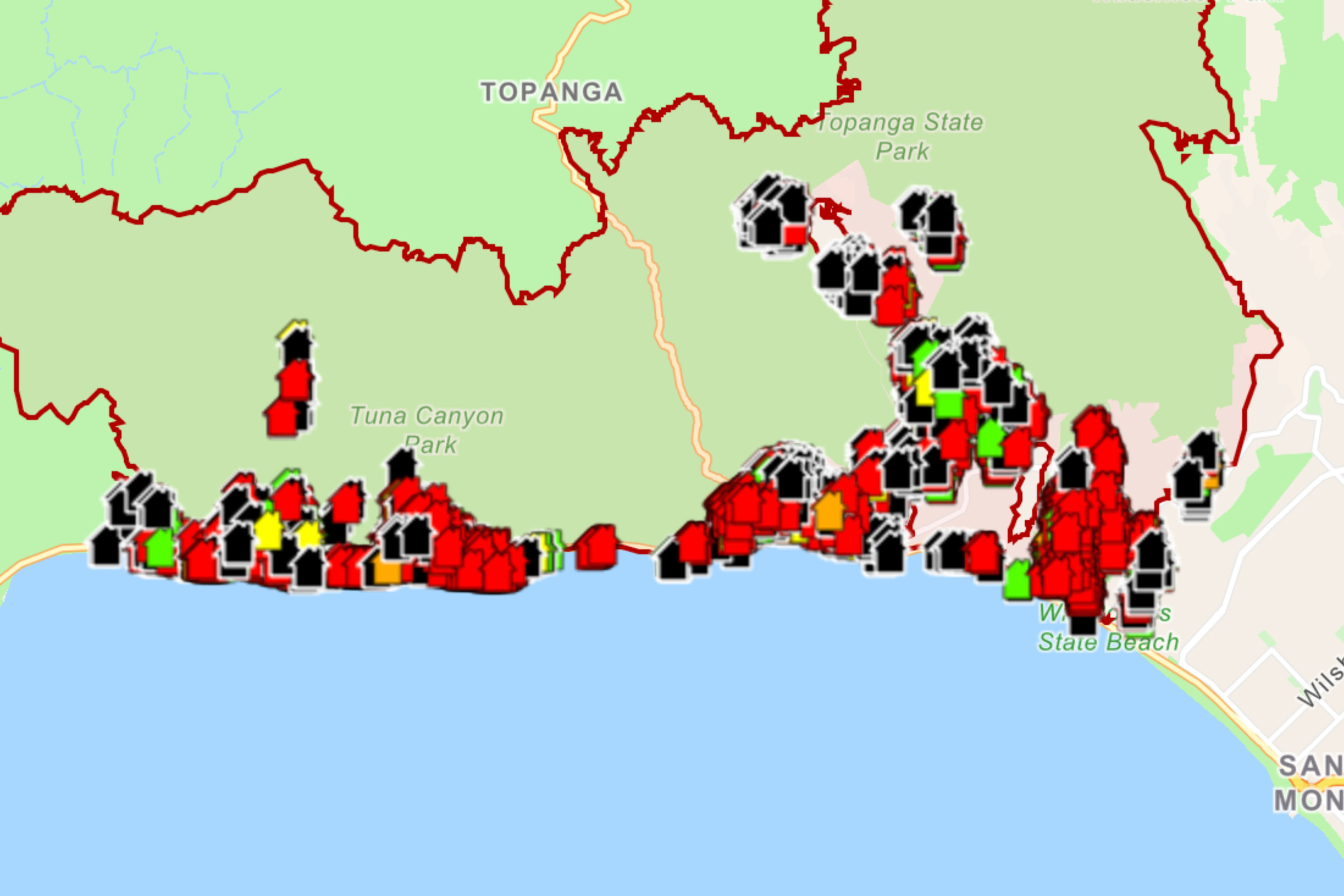 California wildfires map shows buildings destroyed as blaze continues