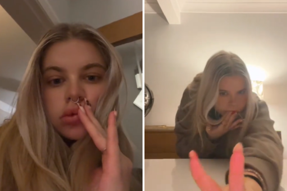 Krystina Barker records a TikTok