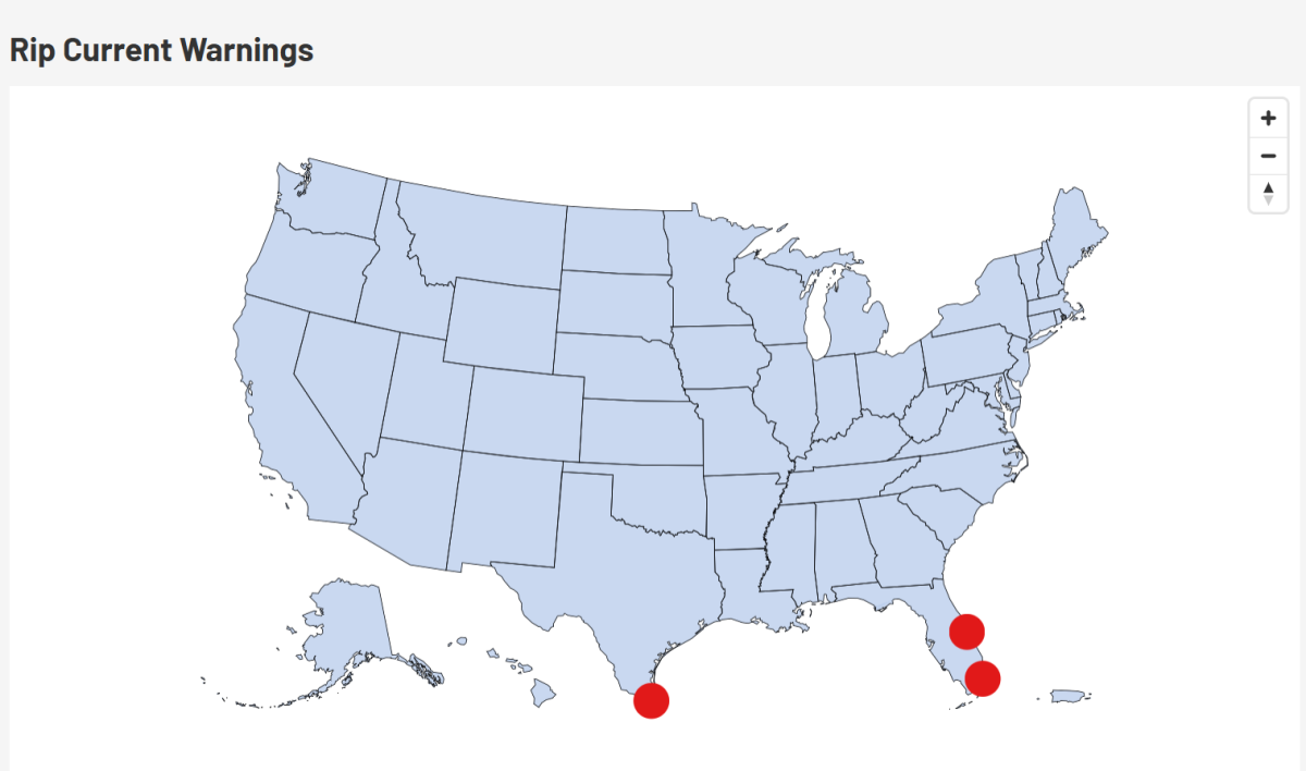 rip current warnings map