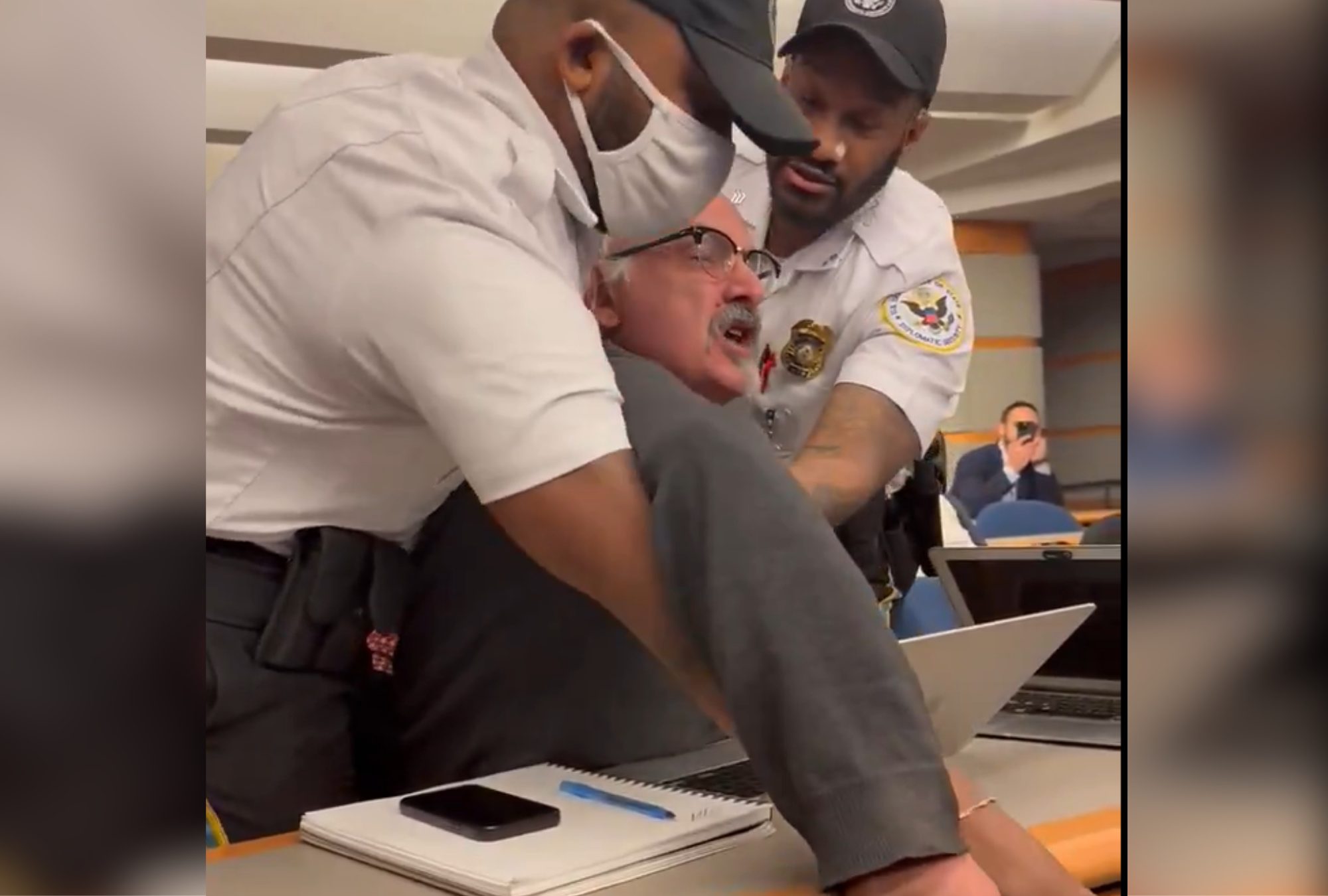 Video shows journalist forcibly removed from Blinken's last news conference
