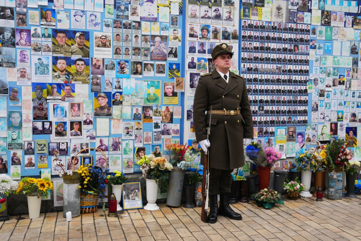 A Ukrainian memorial to lost soldiers 