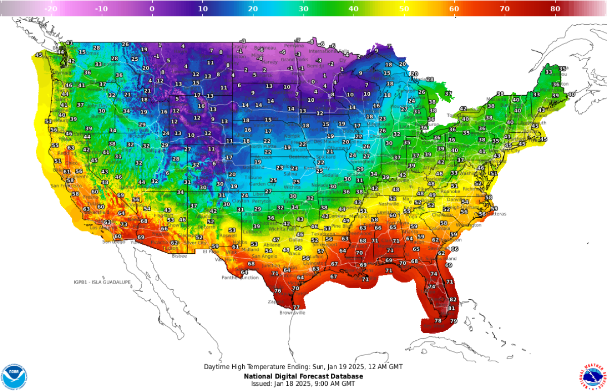 NWS Temperature Map