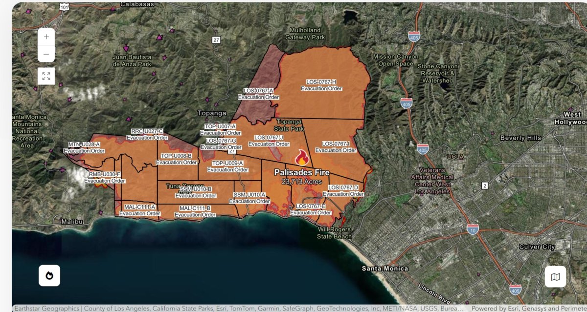 California Wildfire Map Winds Stronger