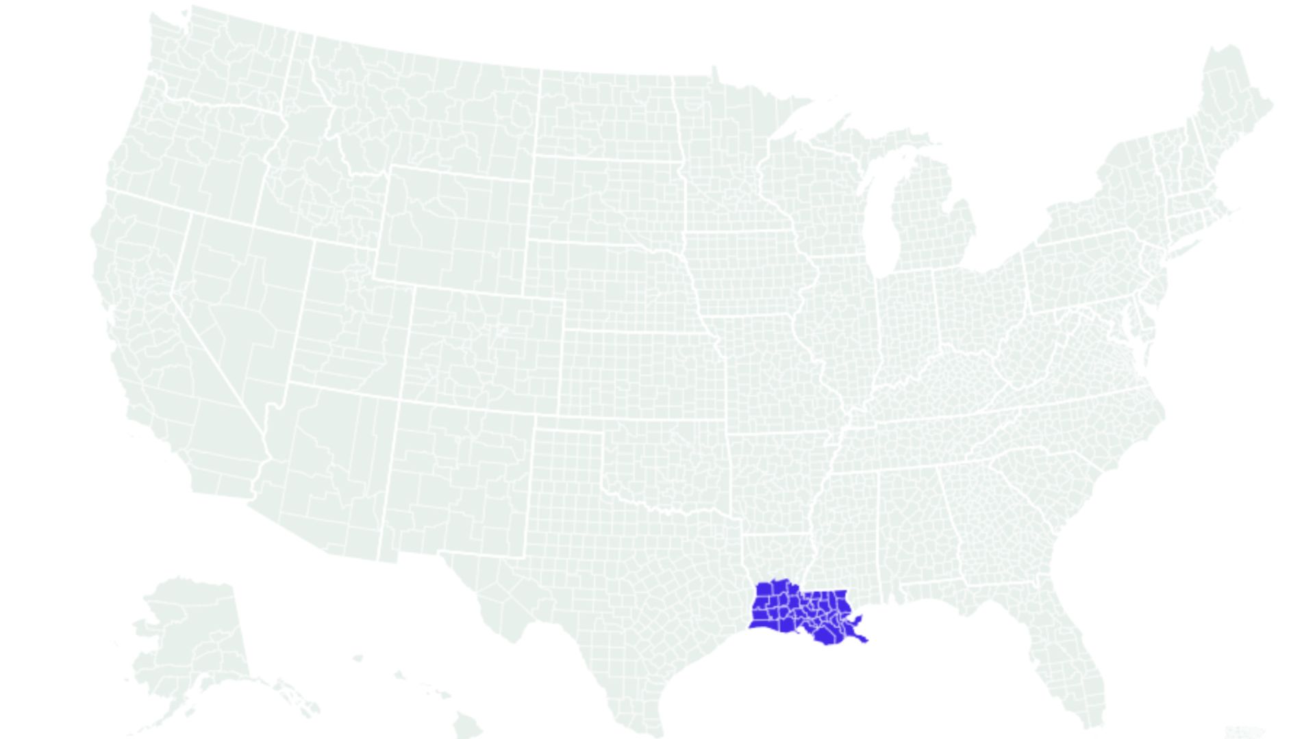 Louisiana Map Shows Counties to Be Blasted by Up to 7 Inches of Snow