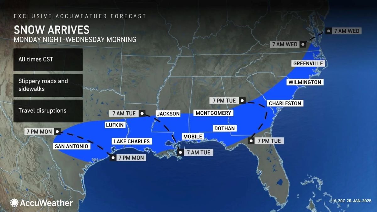 Snow map gulf coast