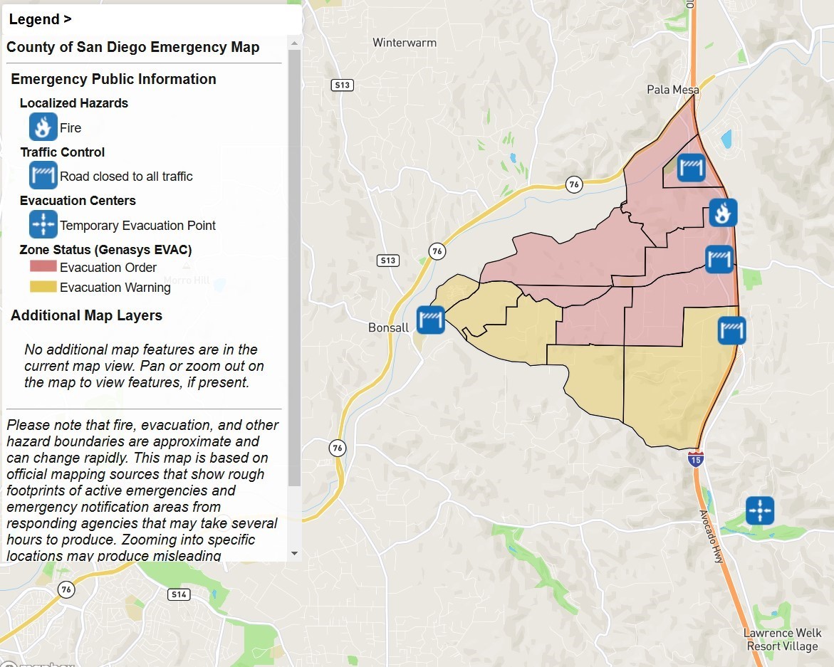 Lilac Fire Map, Update as New California Blaze Sparks Evacuations Newsweek