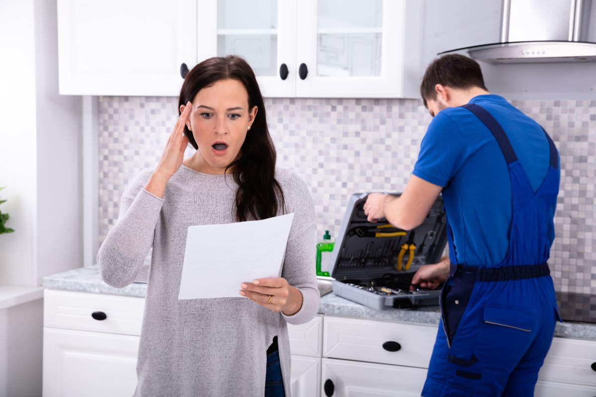 Woman shocked at repairman invoice