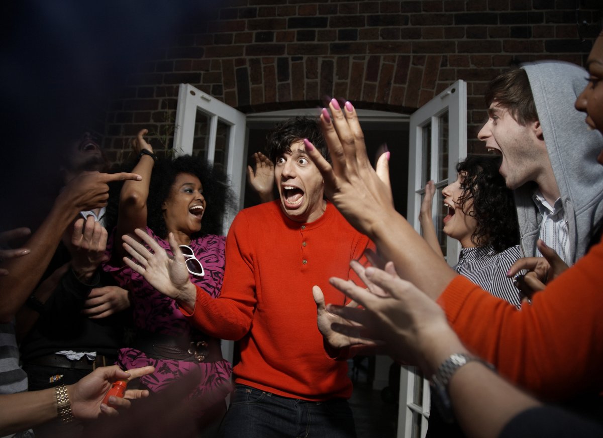 Stock image of surprise party.