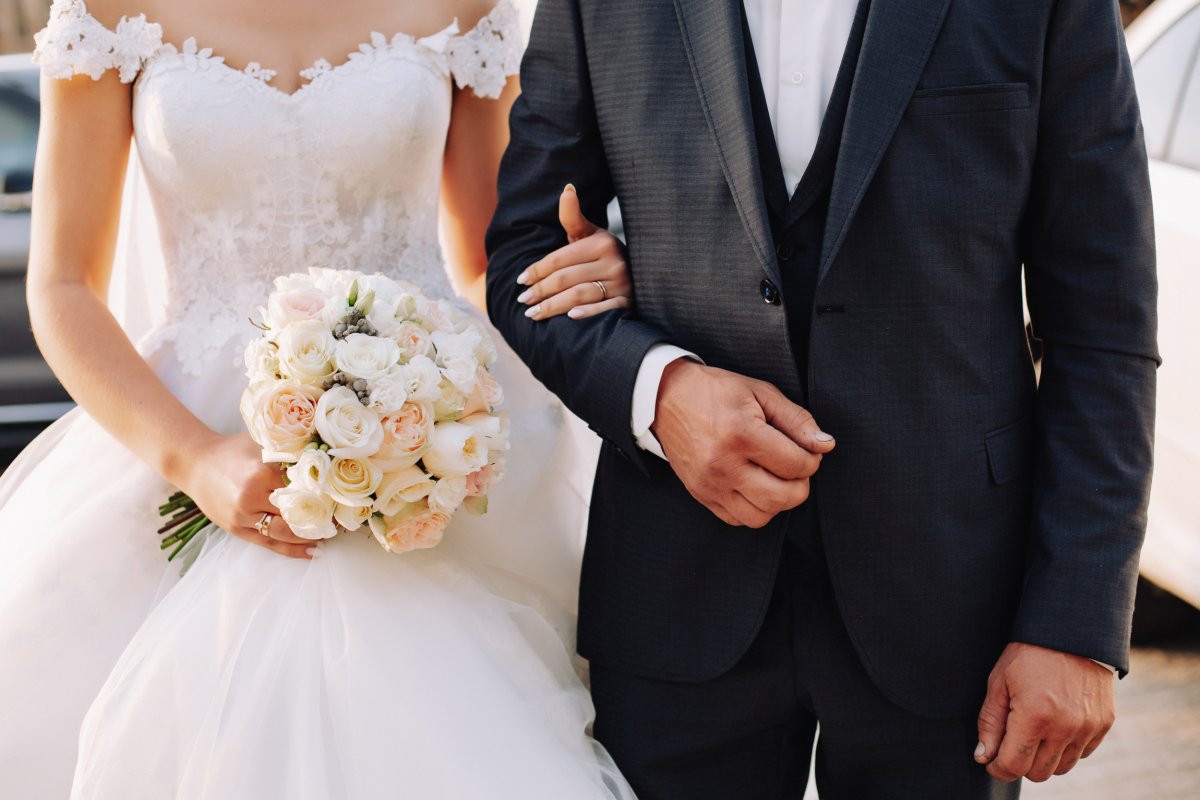 Bride with father stock image