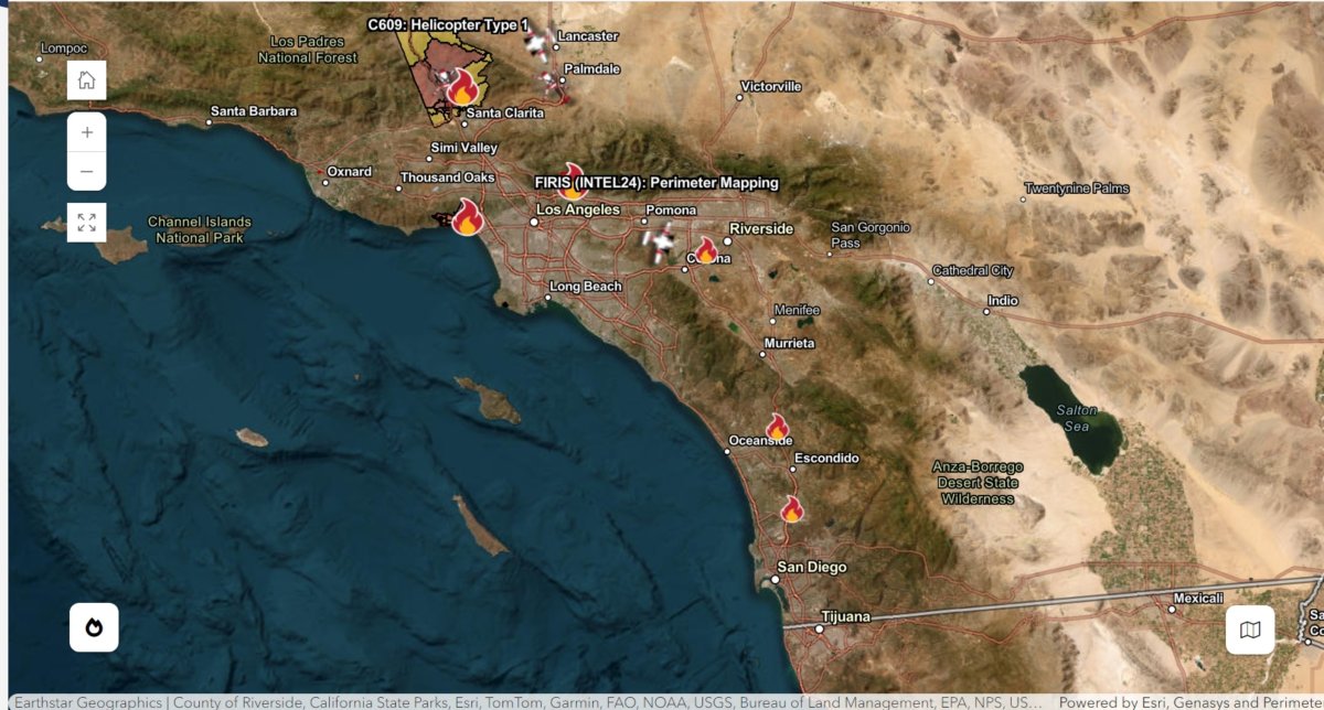 Map Shows California Wildfires