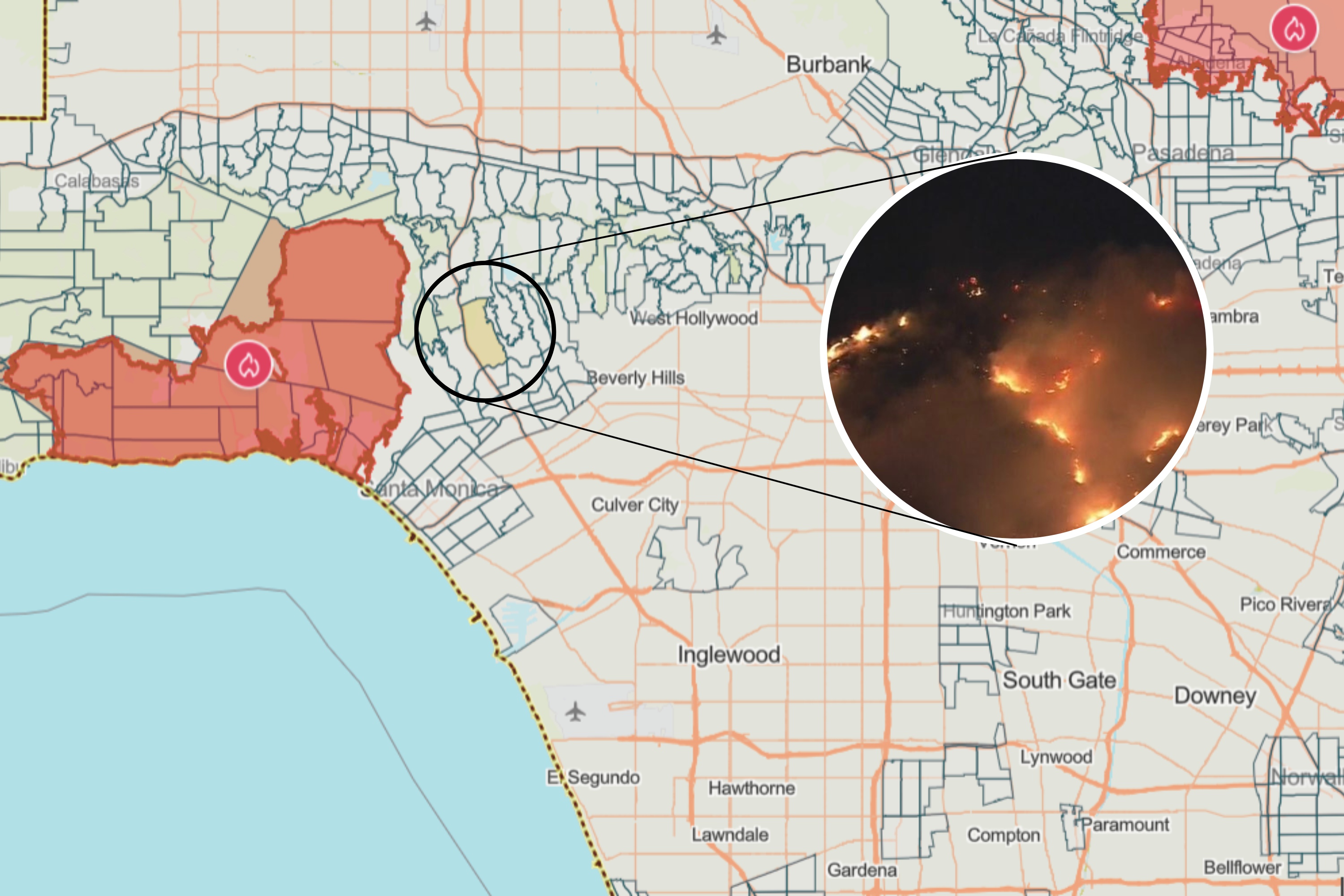 Sepulveda fire map: New blaze burns rapidly through 20 acres