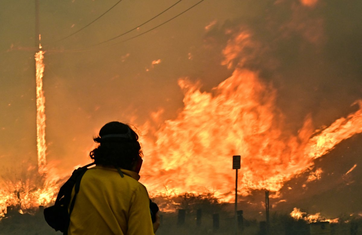 flames from the Hughes Fire in California