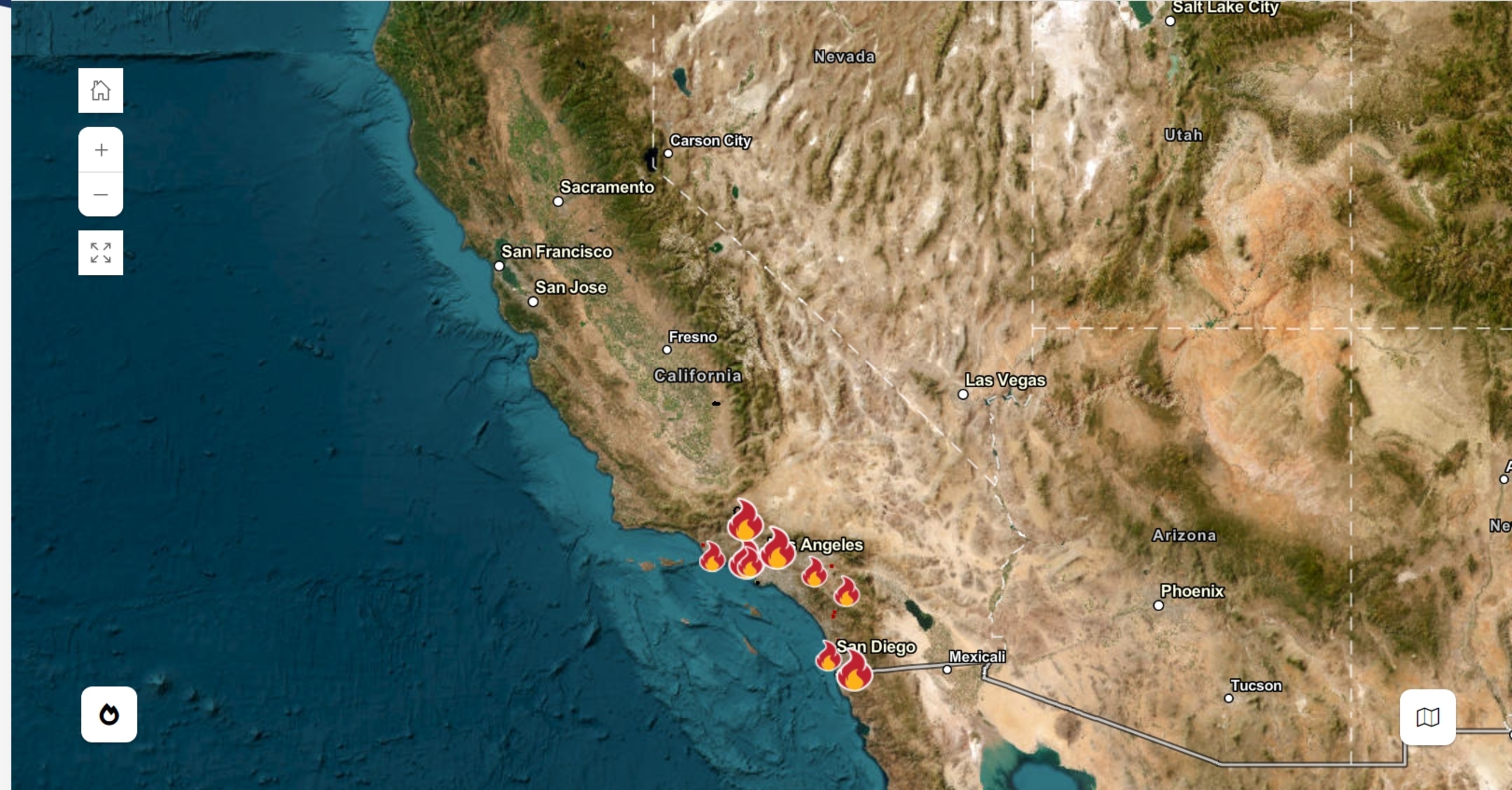 California Wildfire Map Update - California Wildfire Map Update Five New Fires