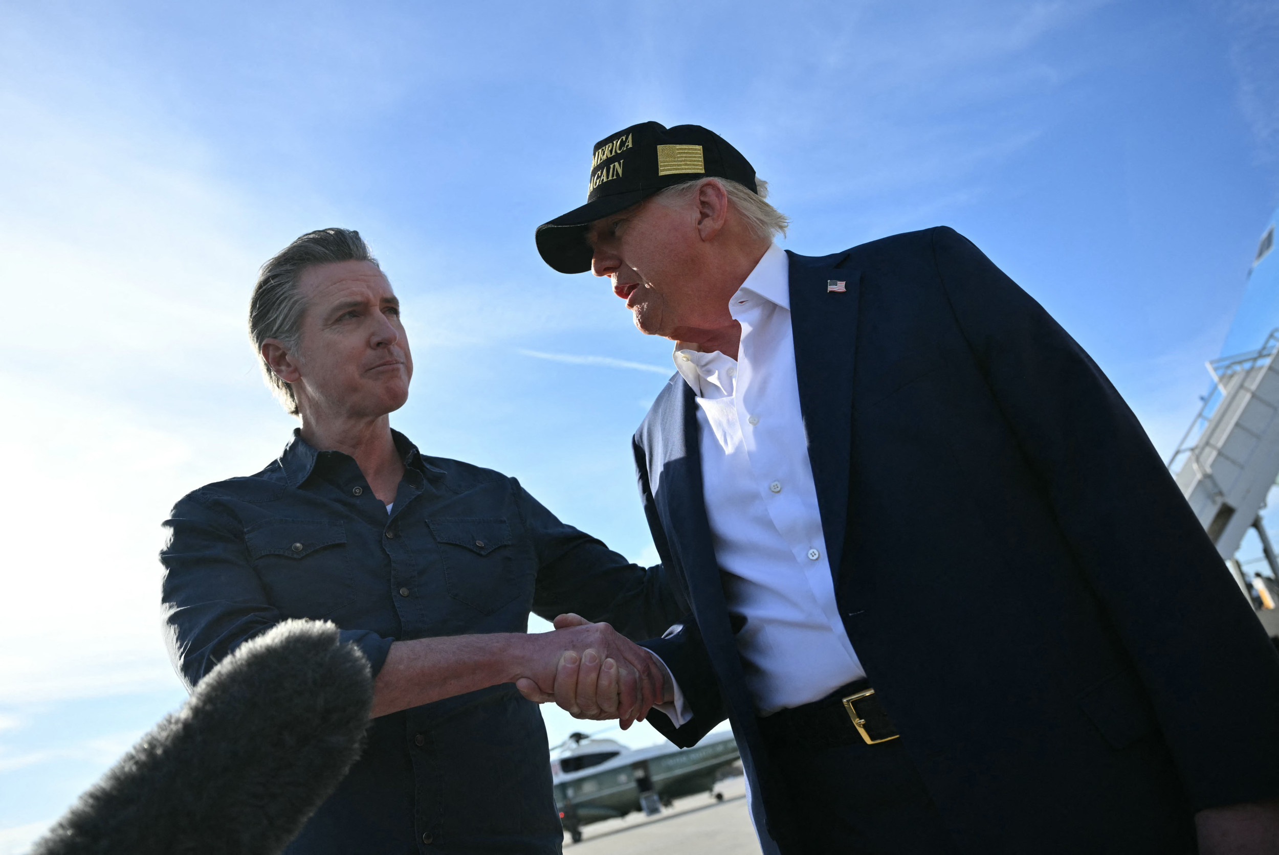 Video shows Gavin Newsom and Donald Trump's exchange on tarmac