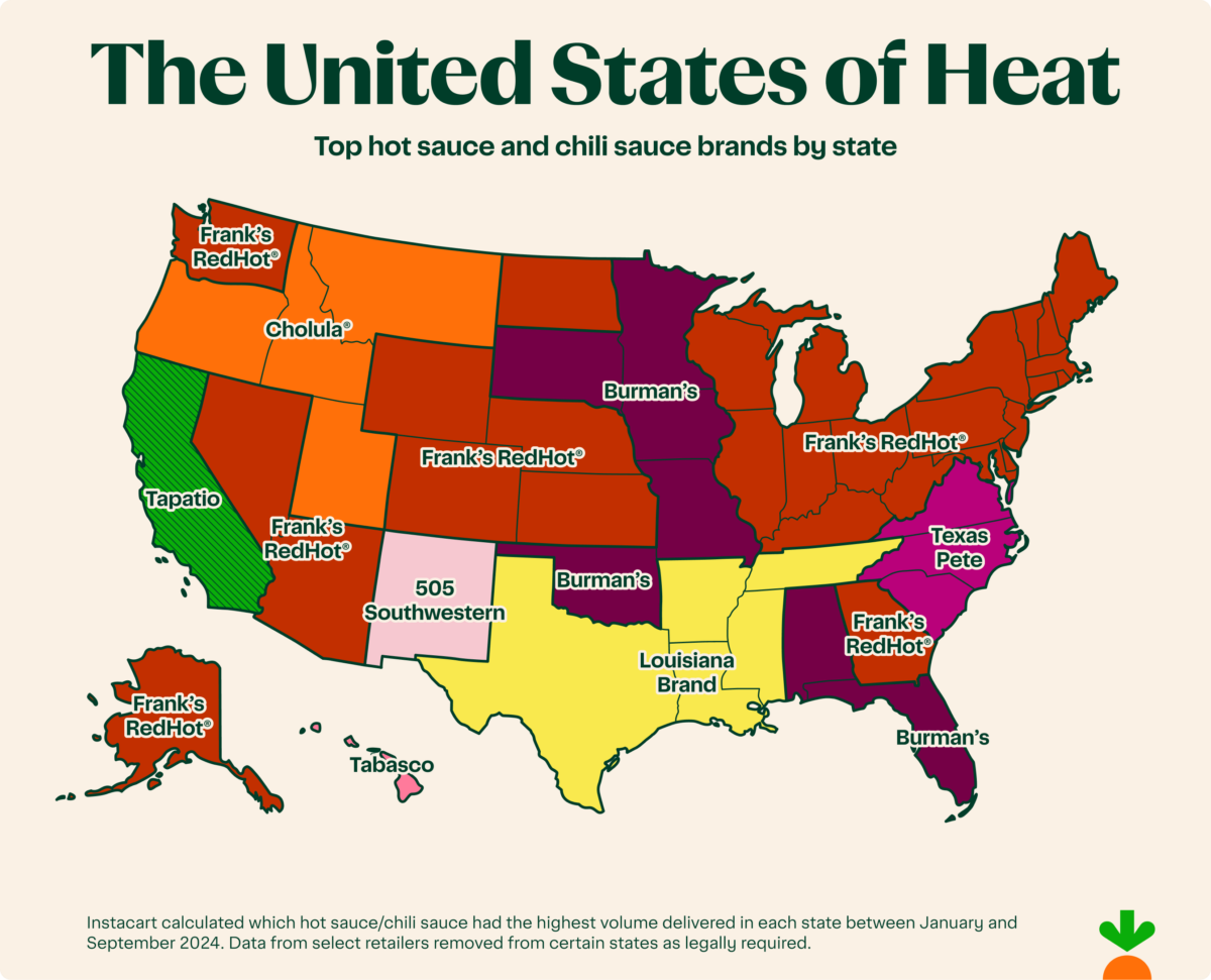 Hot sauce by state map