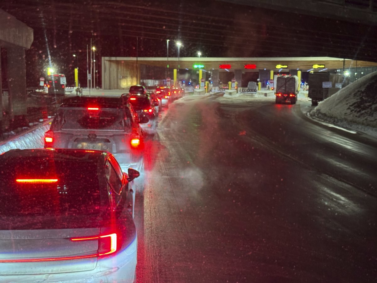 Cars are backed up at the border