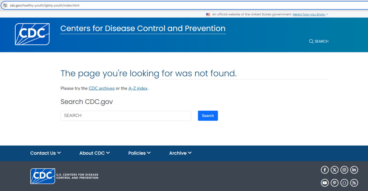 CDC no page LGBTQ error