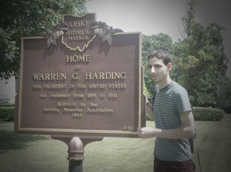 The author, pictured at Warren G. Harding's home in 2011.