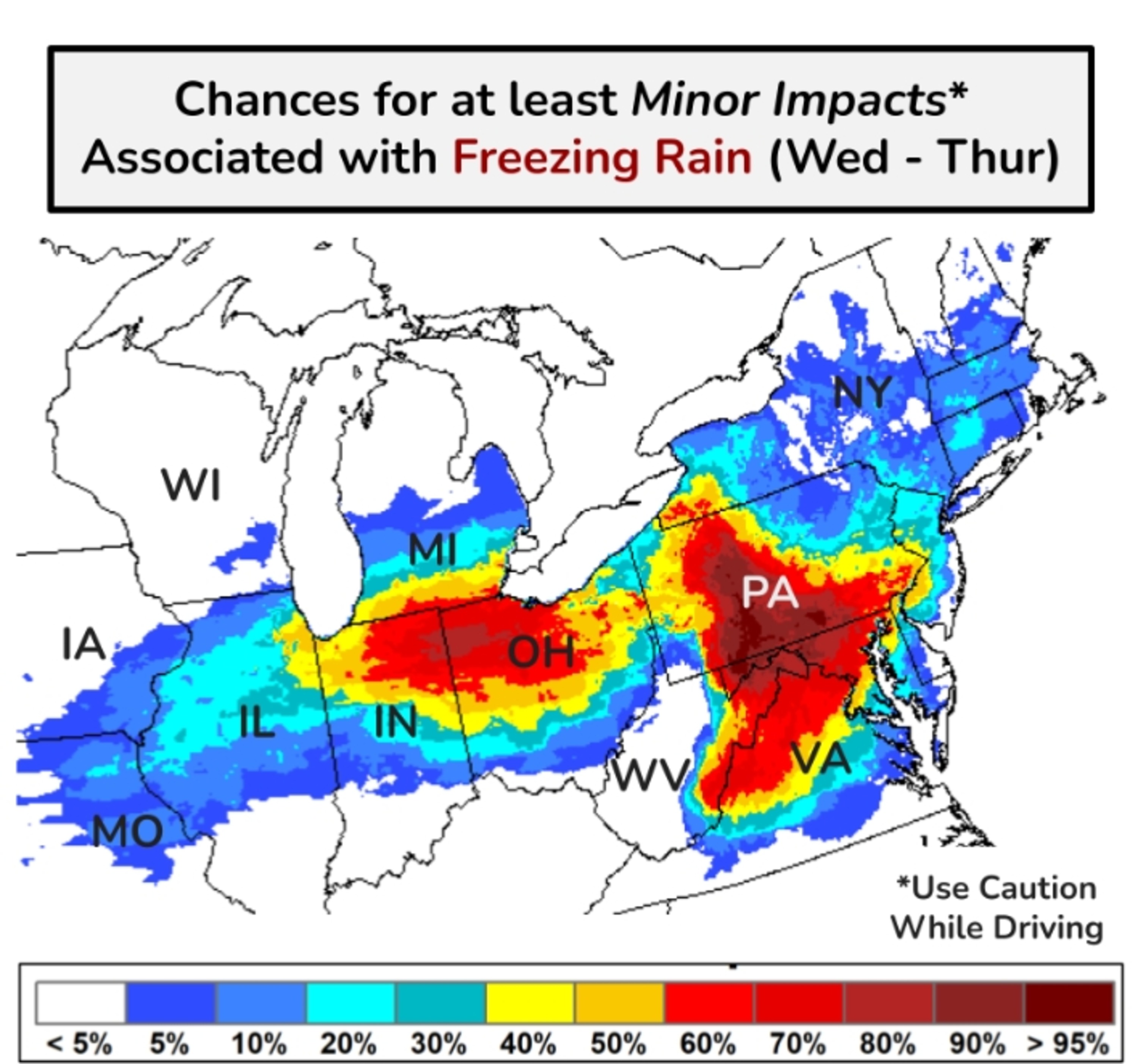 Map shows states to get hit hardest by ice storm