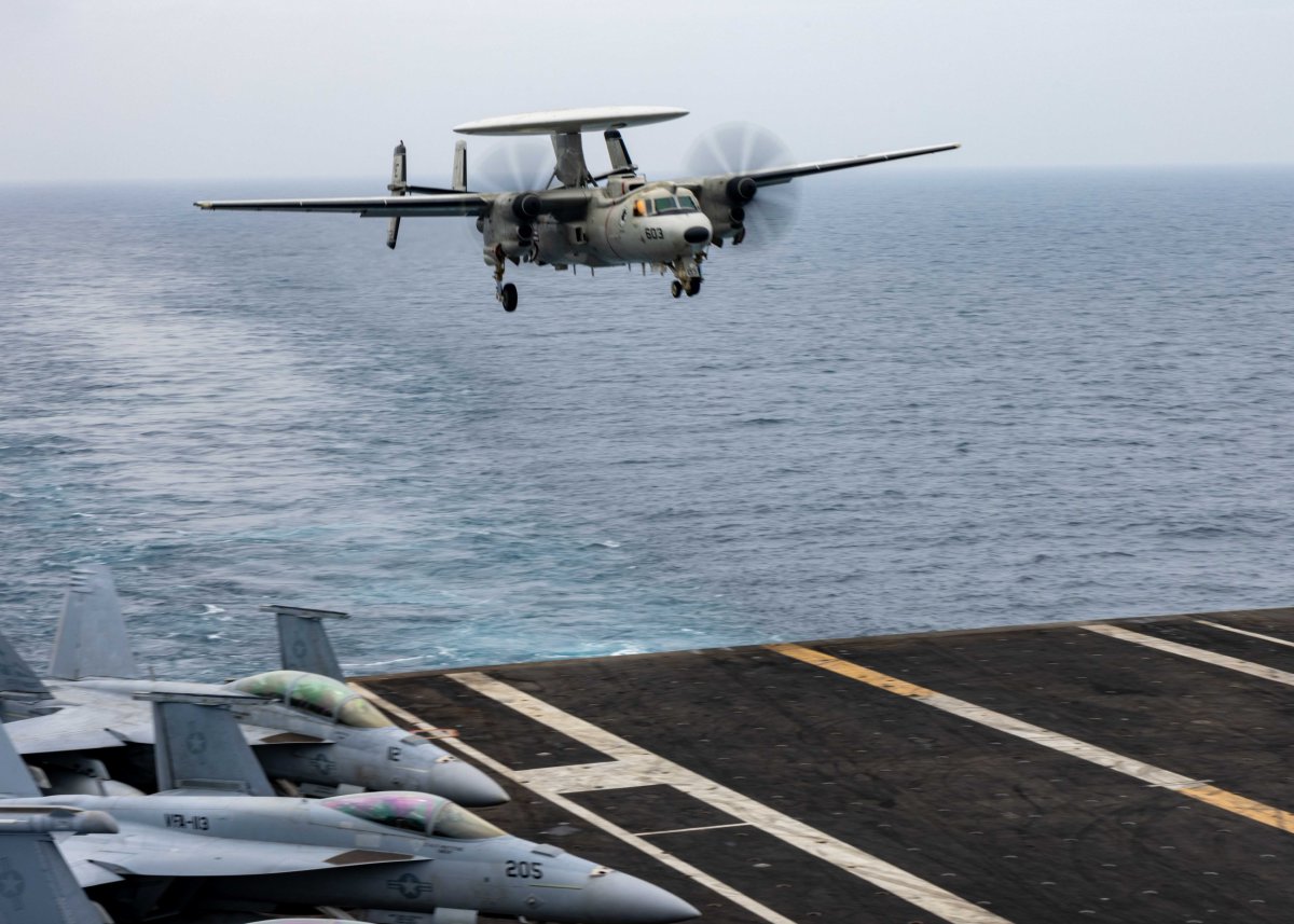 U.S. Radar Aircraft Lands on Aircraft Carrier