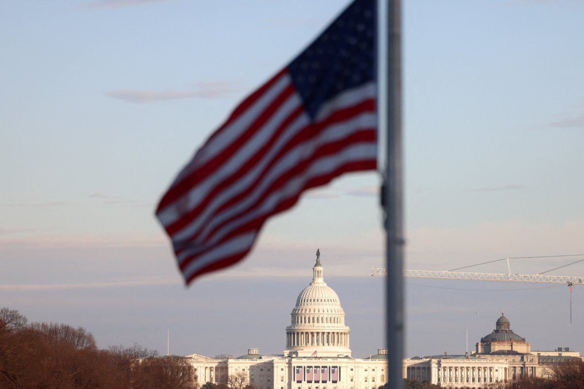 U.S. flag flies near the Capitol