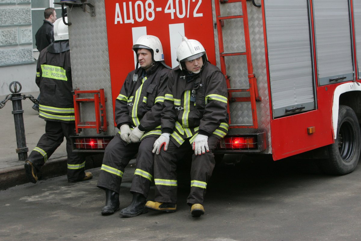 Russian firefighters seen in Moscow