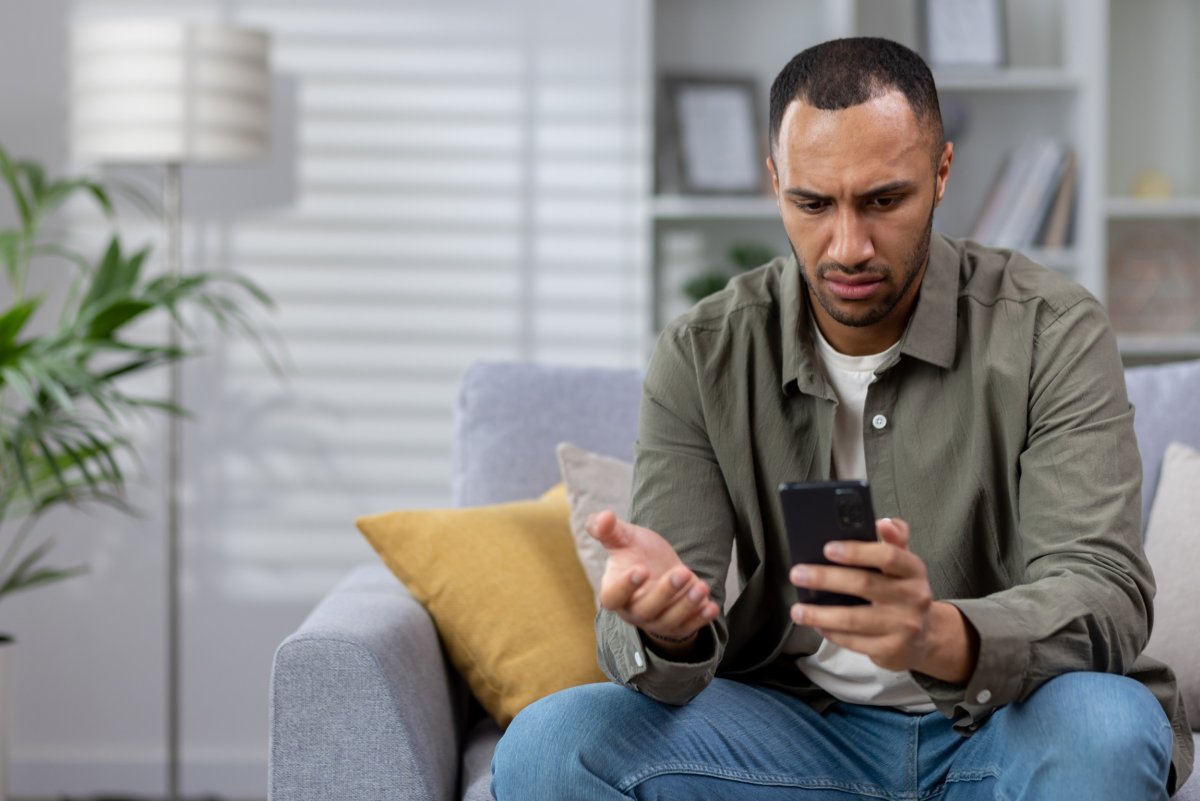 Upset man stock image