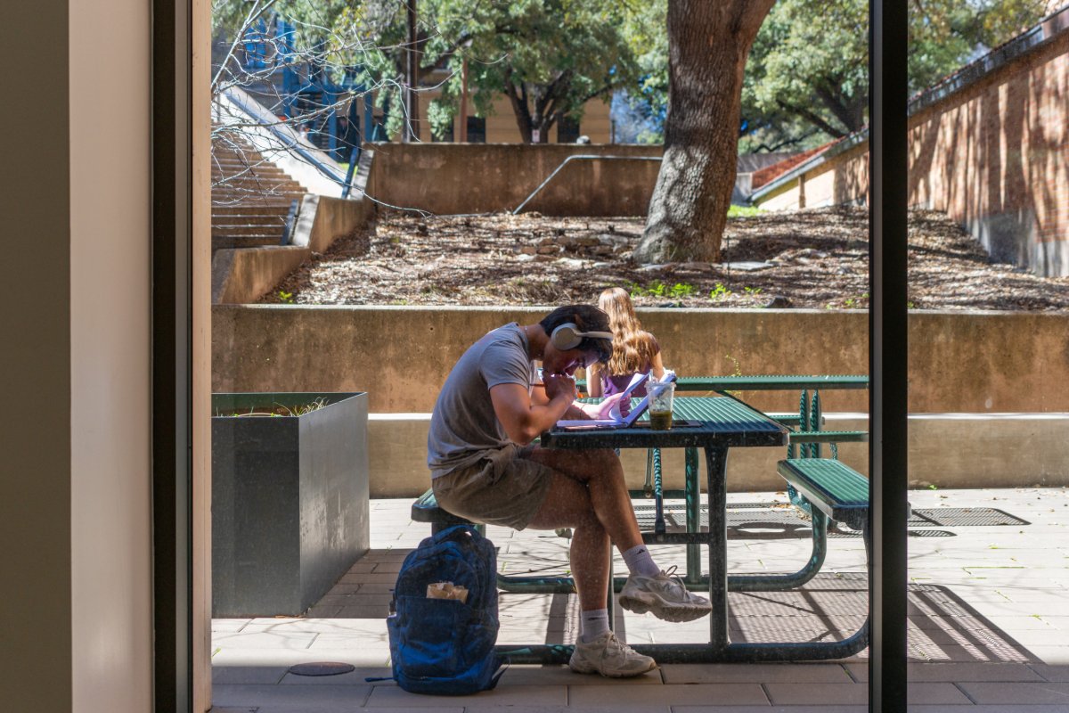 A student studies