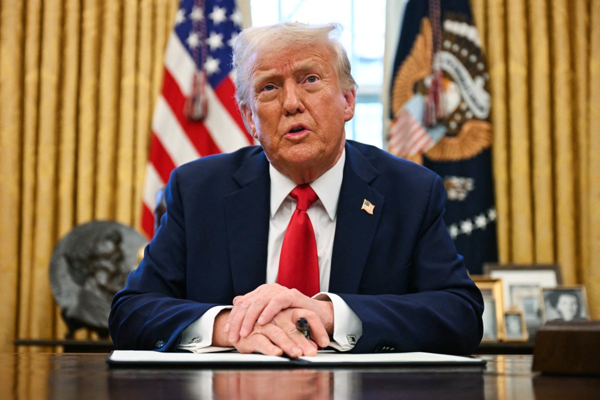 President Donald Trump speaks to the press