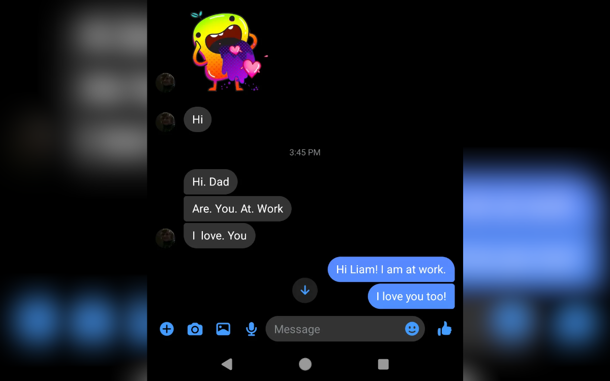 An exchange between father and son.