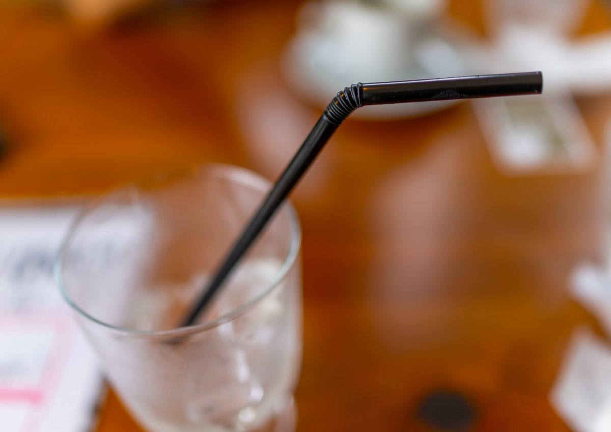 Plastic straw in glass