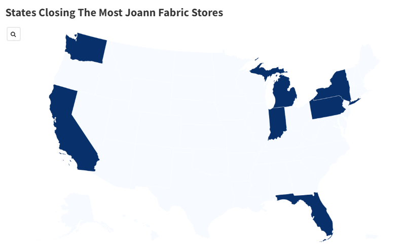 Map Shows States Where Joann Fabrics Is Closing Most Stores